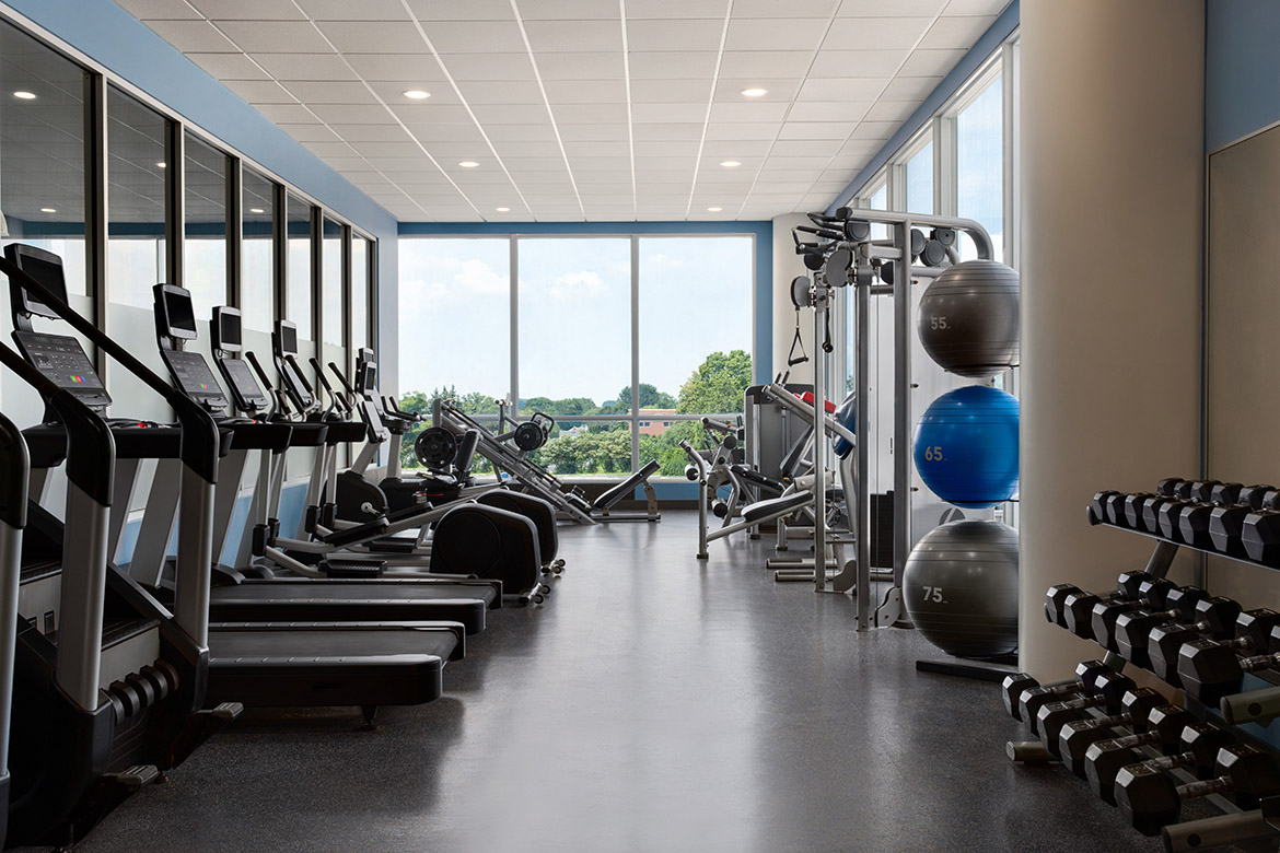 A modern gym space showcasing several treadmills alongside a range of exercise equipment for effective workouts.